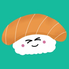 cute salmon sushi emoticon