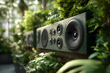 Outdoor Speaker System installed at balcony wall bacyard exterior music audio ystem public park