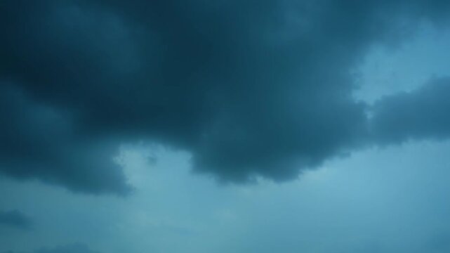 Dramatic Cloudy Rainy Sky. Movement Of Gloomy Clouds Across Sky. Threatening Rain.