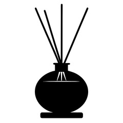 Aromatherapy diffuser with reeds in a black silhouette