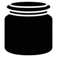 Simple black silhouette of a round pot with a lid