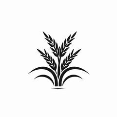 Obraz premium Elegant floral plant with wheat stalks, simple black graphic silhouette