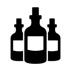 Three vintage glass potion bottles with blank labels silhouette