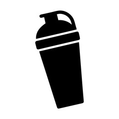 Black silhouette of a protein shaker cup with a handle