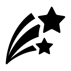 Two stylized stars with trailing lines in a bold black silhouette
