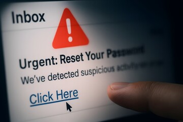 Phishing Email Warning with Suspicious Password Reset Message and Clickable Link