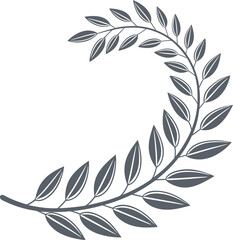 Obraz premium Vector art of curved laurel branch with leaves