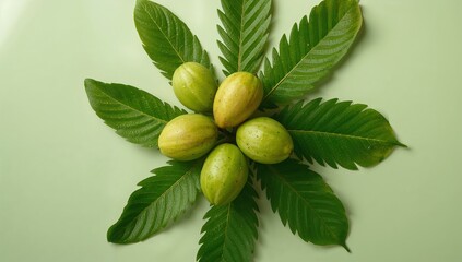 Olive fruit leaf natural olive leaves healthy food photo