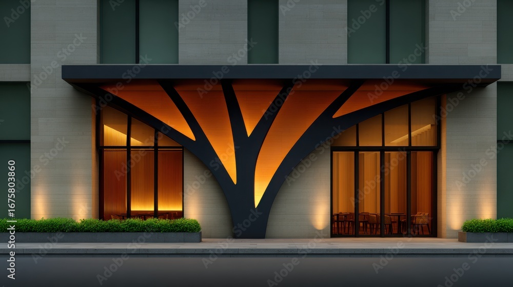 Poster modern entrance: a striking, contemporary building entrance showcasing sophisticated architecture an