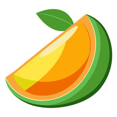 Fresh, vibrant orange slice with green rind and leaf, perfect for health, wellness, food, and beverage marketing, evoking feelings of freshness and vitality