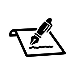 Writing Icon where Pen on Paper for Notes and Documents