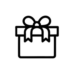 Wrapped Gift Icon, Festive Box with Ribbon for UI & Print Use