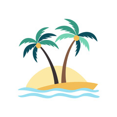 tropical island with palm trees