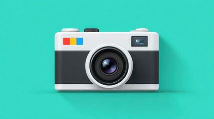 Vintage Camera on Pastel Backdrop: A stylized vintage camera, poised on a clean, soft, pastel backdrop, casts a soft shadow and captures the beauty of simplicity.