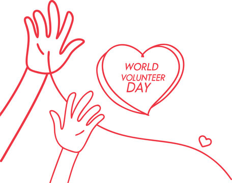 Vector art of world volunteer day concept with hands and heart symbol - Powered by Adobe