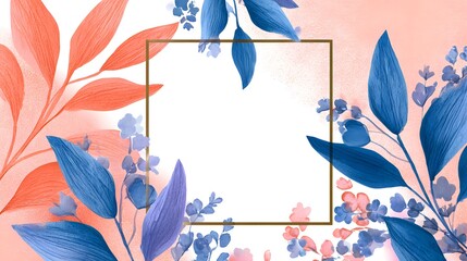 Exquisite Watercolor Frames with Organic Accents and Digital Sketched Illustration for Elegant Creative Cards