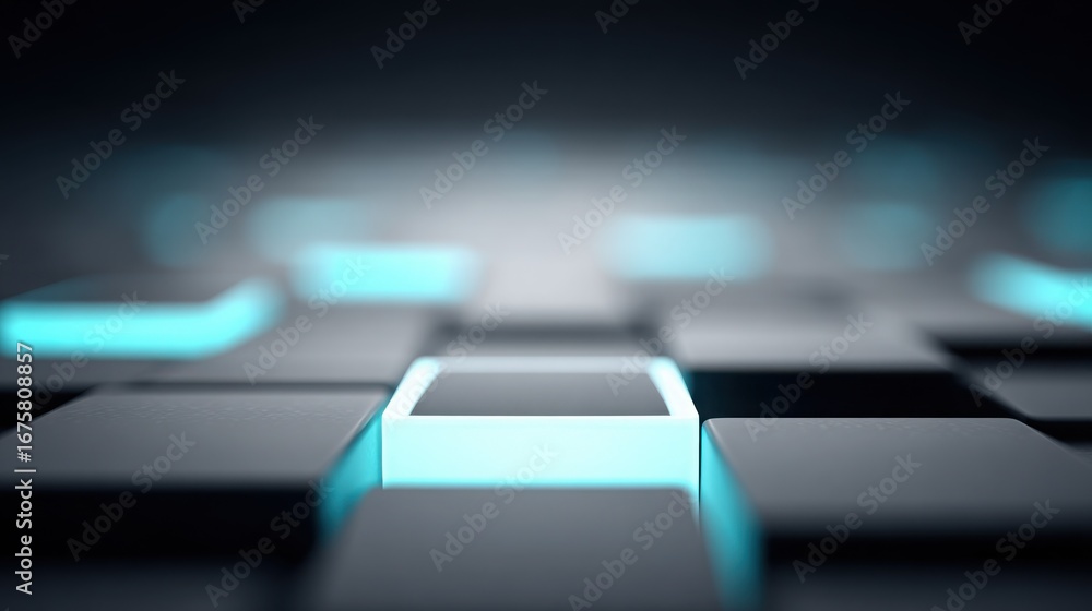 Poster illuminated cubes: abstract illuminated cubes create a dynamic and futuristic visual. the image evok