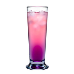 Refreshing Tequila Sunrise cocktail in tall glass Vibrant gradient from pink to purple Perfect for summer concepts, isolated