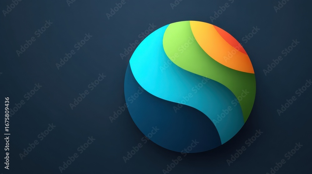 Poster abstract colorful circular composition: a vibrant, 3d-rendered circular design with flowing, layered