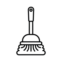 Simple outline icon of a toilet brush on a clean white background