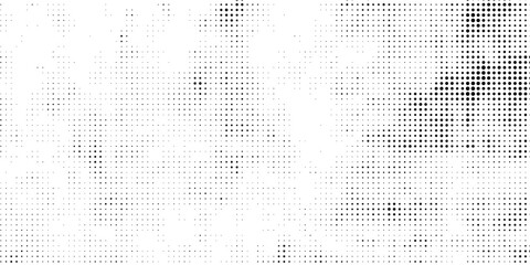 Grunge halftone gradient background. Faded grit noise texture. White and black sand wallpaper. Retro pixelated backdrop