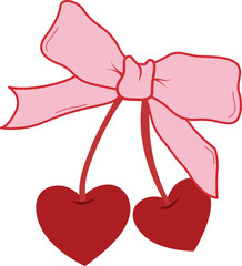 Simple Heart Cherries and Pink Ribbon