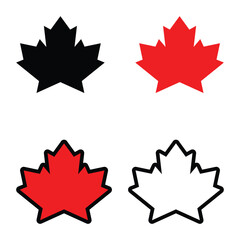 Canadian Maple Leaf Icons. Solid and Outline Vector Pack