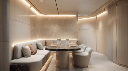 Modern Luxury Super yacht dining area interior design