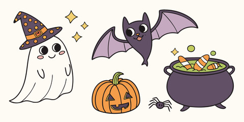 set of halloween elements