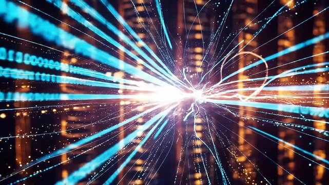 Abstract visualization of data flow and binary code 4k video