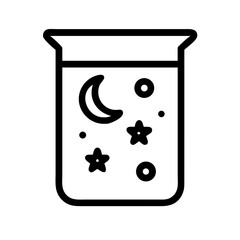 Beaker with Stars and Moon Illustration Vector Outline Flat Glyph Minimal Editable Magic Science Design Icon Set