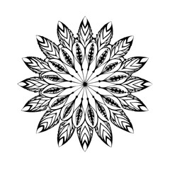 Feather Mandala Vector Outline Flat Glyph Minimal Editable Decorative Nature Spiritual Design Icon Set