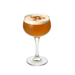 Creamy Brandy Alexander in a stemmed glass garnished with a sprinkle of nutmeg Perfect for elegant cocktail themed designs, isolated