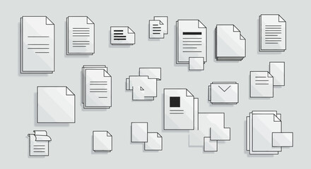 Minimalist document icons illustrating paperwork management and digital organization