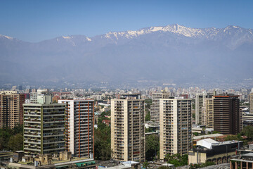Obraz premium View of Santiago from Cerro San Cristóbal, (San Cristóbal Hill), Santiago, Chile