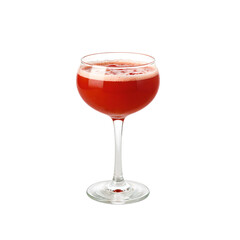 Refreshing Bloody Mary cocktail in a delicate glass vibrant red hue with a frothy white top perfect for menu designs and beverage concepts, isolated