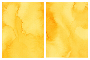 Bright Yellow Watercolor Textured Background Vintage Backdrop Set for copy and text space hand painted on paper