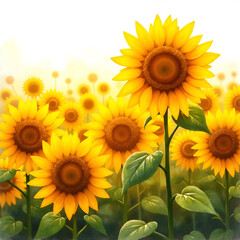 Obraz premium Bright Sunflower Field in Full Bloom