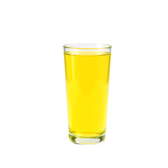 Refreshing lemonade in a sleek glass vibrant yellow hue with a striking shadow perfect for summer themed designs, isolated