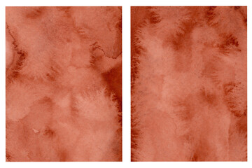 Reddish Brown Watercolor Textured Background Vintage Backdrop for copy and text space hand painted on paper