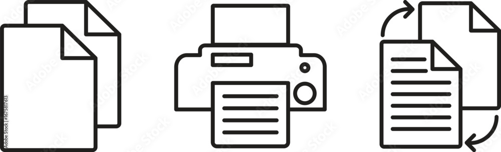 Poster black and white document icons copy print and convert files
