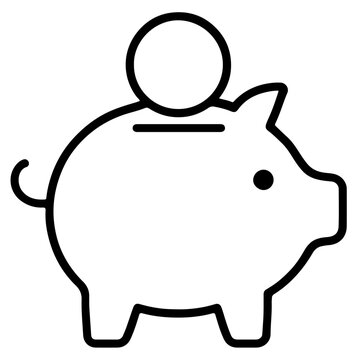 recommend clip art: Piggy bank with coin outline, personal savings finance line art icon