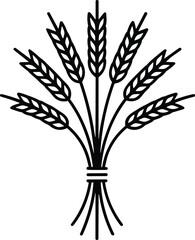 Wheat Sheaf Outline – Minimalist Harvest Line Art Vector
