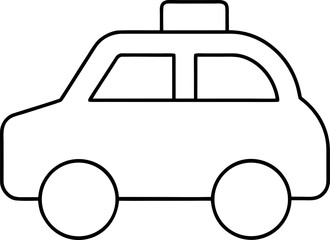 Simple outlined police car illustration perfect for coloring book pages and creative projects featuring law enforcement and vehicles in graphic design