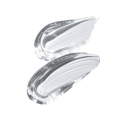 two strokes of crystal clear cosmetic gel isolated on transparent background, png