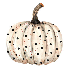 Watercolor Pumpkin with black polka dot 