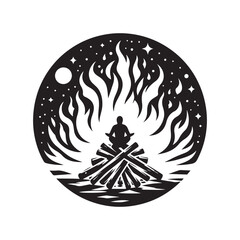 around bonfire vector silhouette clip art logo design illustration