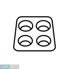 Classic Muffin or Cupcake Baking Pan Vector Icon