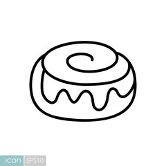 Classic Cinnamon Roll with Icing Vector Icon
