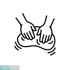 Hands Kneading Dough for Baking Vector Icon